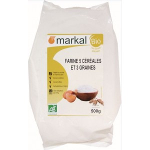 FARINE 5 CEREALES/3 GRAINES 500G BIO