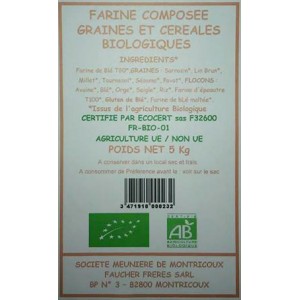 FARINE 6 CEREALES 6 GRAINES 5KG MOULIN BIO