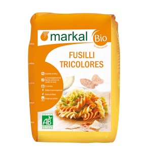 FUSILLI 3 COULEURS 500G MARKAL BIO