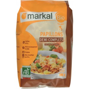 Pâtes sèches complètes Pennes 12 sachets 500 g ES Noria