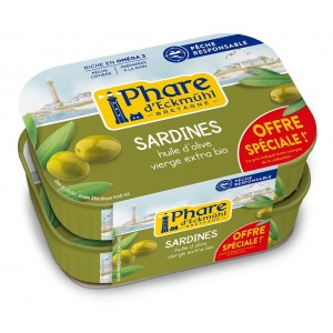 SARDINES* HUILE OLIVE EXTRA BIO LOT 2X 135G