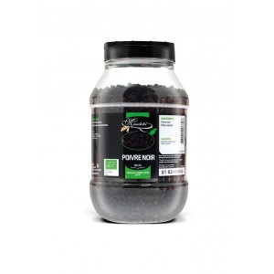 POIVRE NOIR GRAIN 450G POT PET BIO