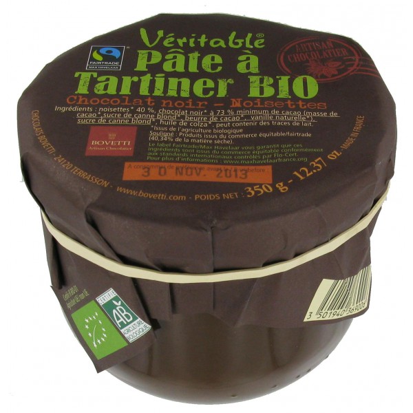 Pâte à tartiner chocolat noir 40% noisettes bio