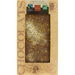 CHOCOLAT LAIT CARAMEL FLEUR DE SEL 100G BIO