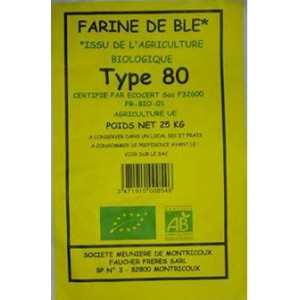 FARINE BLE T80 25KG MOULIN BIO