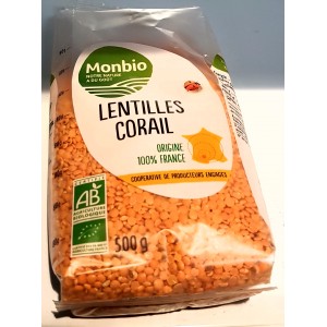 LENTILLES CORAIL DECORTIQUEES MONBIO 500G BIO