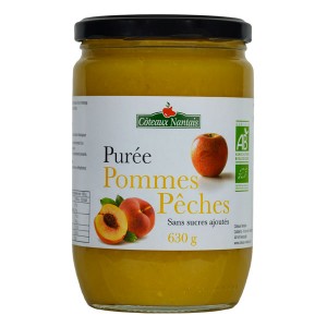 PUREE POMMES PECHES 630G BIO